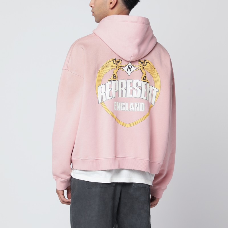 Represent Oversize Distressed Angel Border Graphic Hoodie In Pink