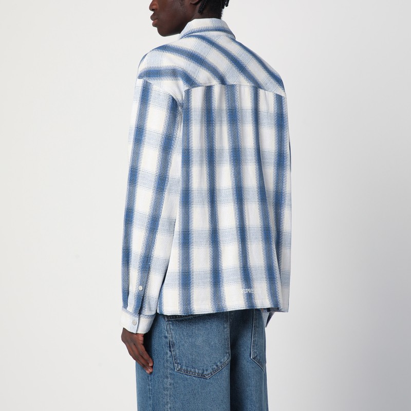 Represent Blue Shirt With Classic Collar And All-over Check Motif In Blue