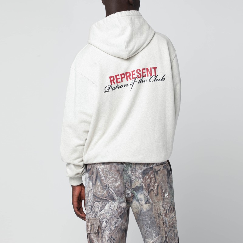 Represent Cream Cotton Hoodie With Logo In White