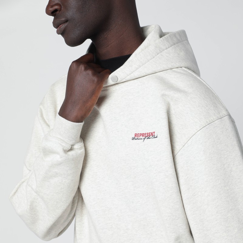 Represent Cream Cotton Hoodie With Logo In White