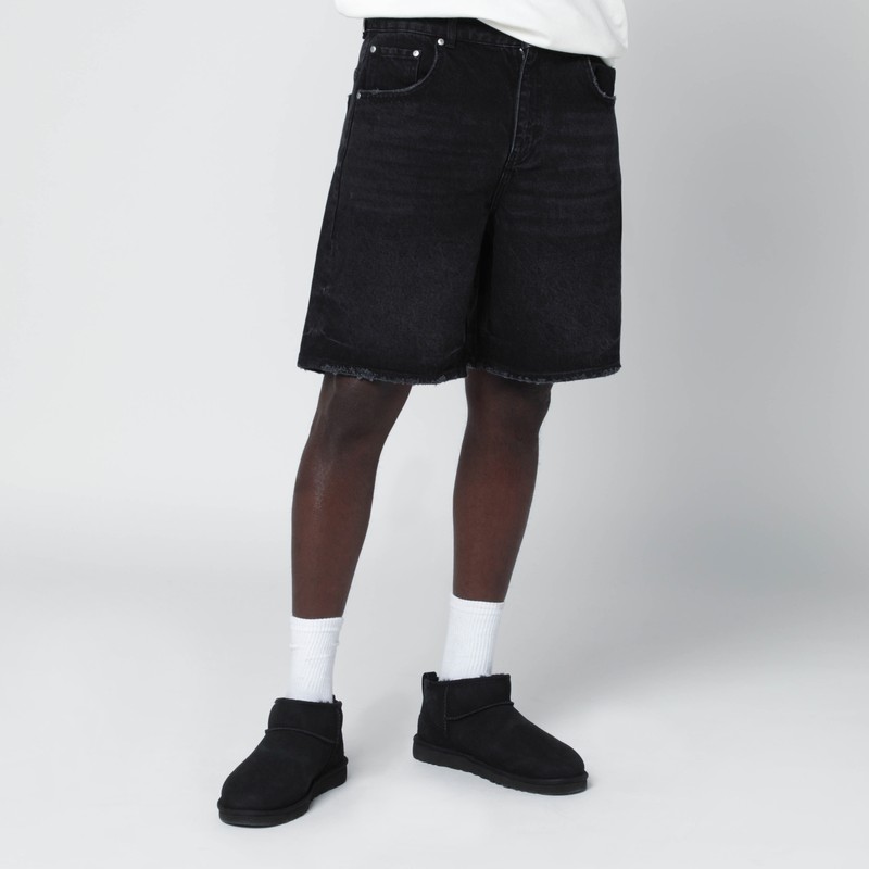 Represent Tailored Stone-washed Denim Bermuda Shorts In Black