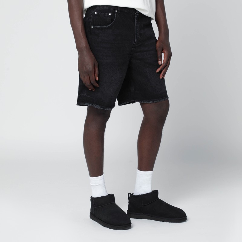 Represent Tailored Stone-washed Denim Bermuda Shorts In Black