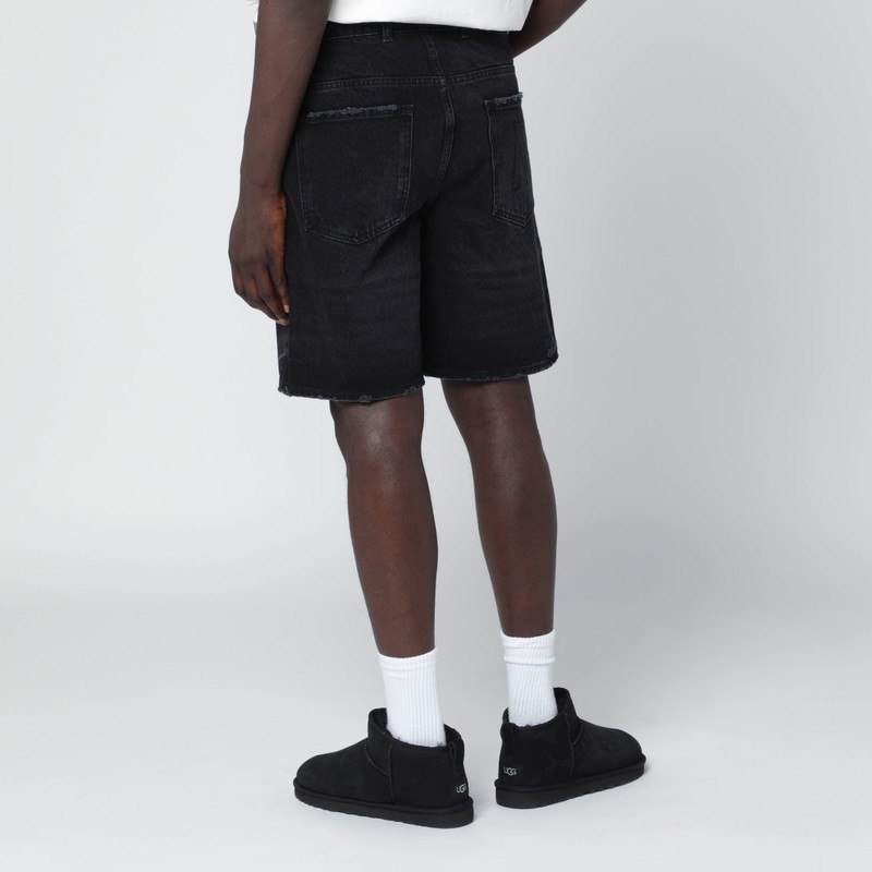 Represent Tailored Stone-washed Denim Bermuda Shorts In Black