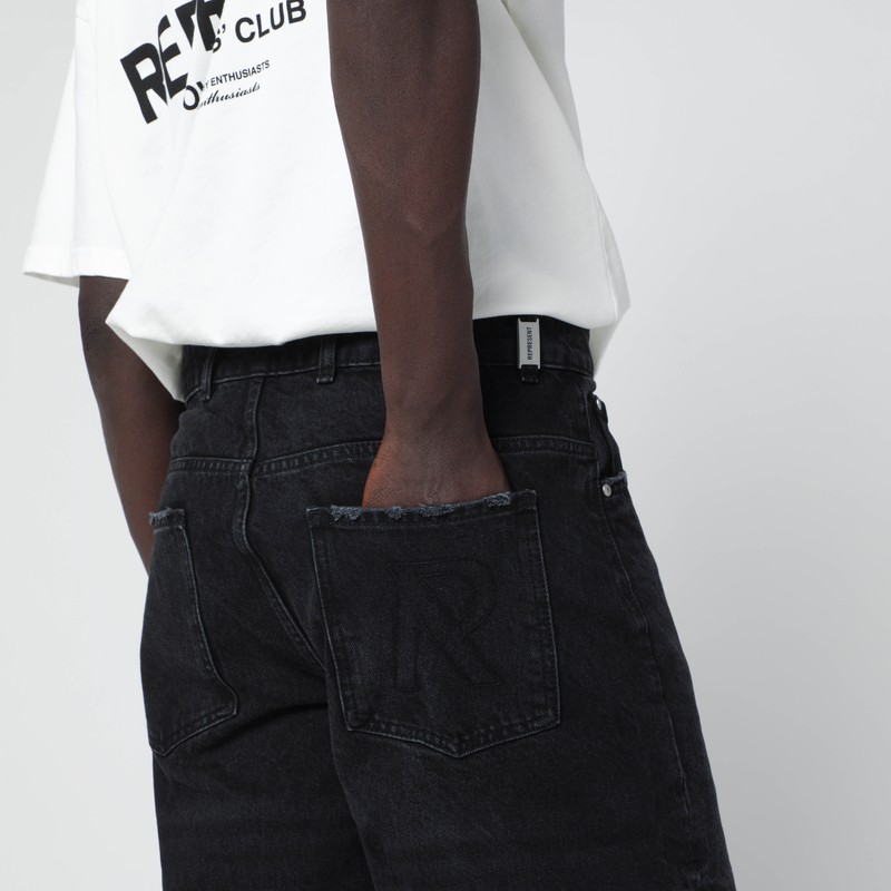 Represent Tailored Stone-washed Denim Bermuda Shorts In Black