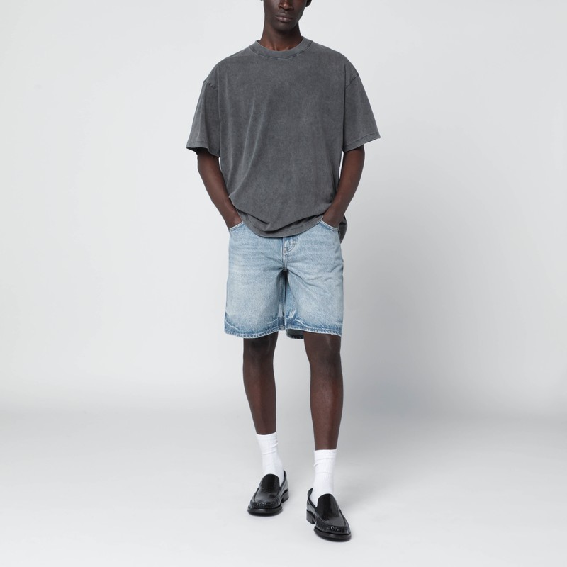 Represent Light Blue Washed-effect Denim Bermuda Shorts In Blue