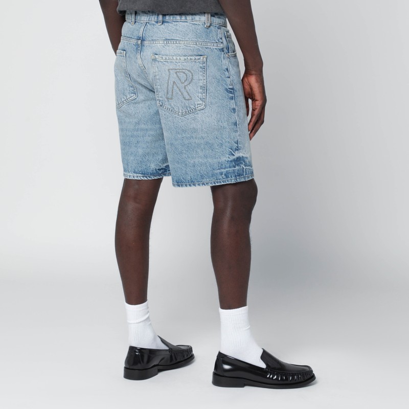 Represent Light Blue Washed-effect Denim Bermuda Shorts In Blue