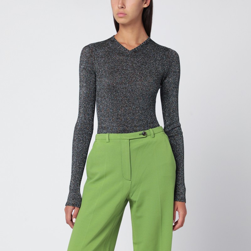 Gray long-sleeve shirt in lurex
