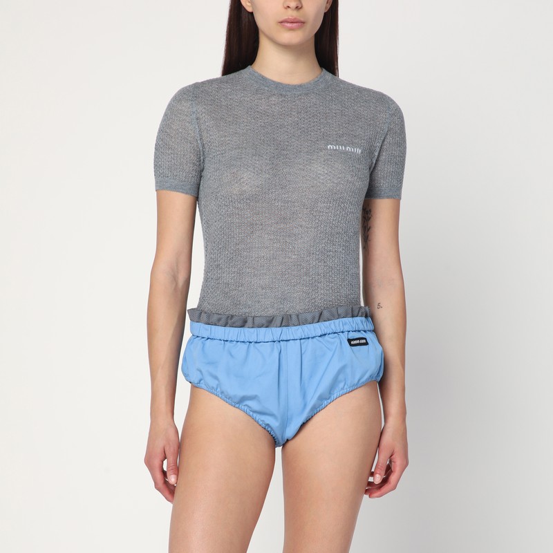 Maglia grigia in cashmere con logo - Miu Miu - Modalova