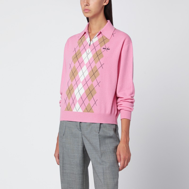 Cashmere pink polo with zip
