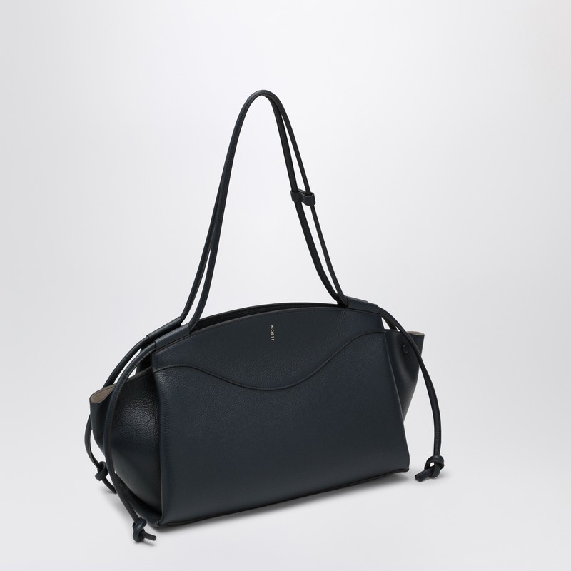 Noesi Molly Navy Blue Grained Leather Bag In Blue
