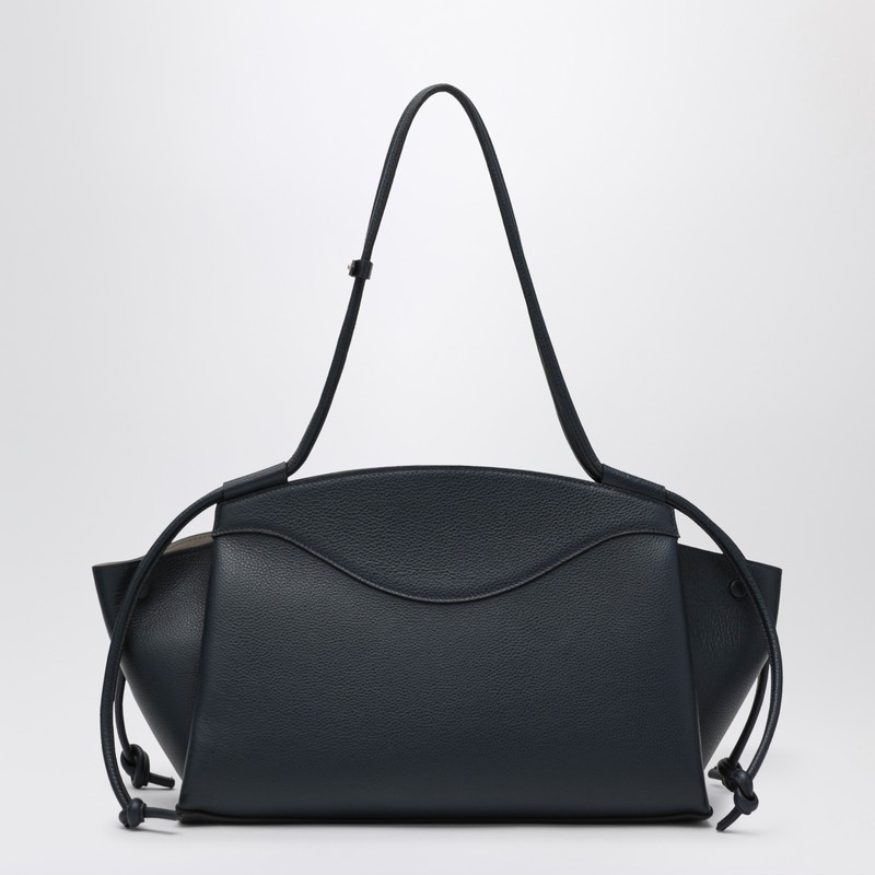 Noesi Molly Navy Blue Grained Leather Bag In Blue