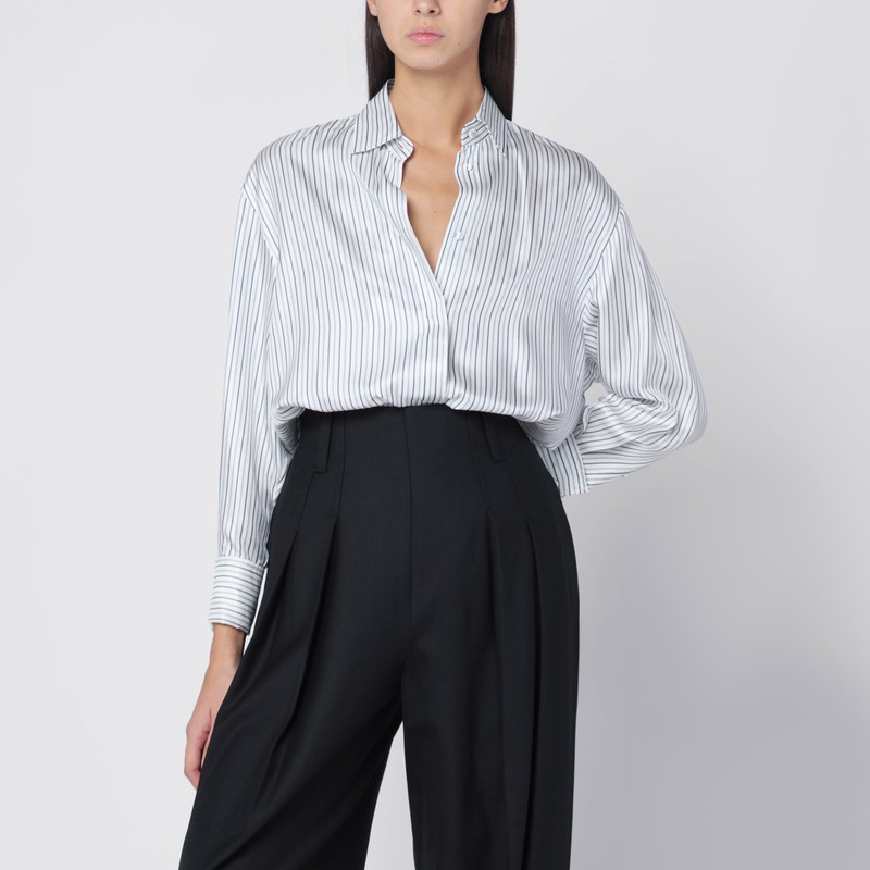 Oversized striped silk shirt