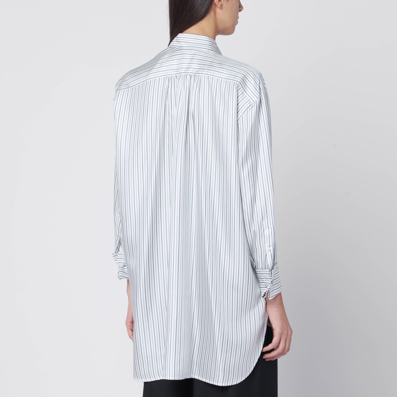 Max Mara Oversized Striped Silk Shirt In White