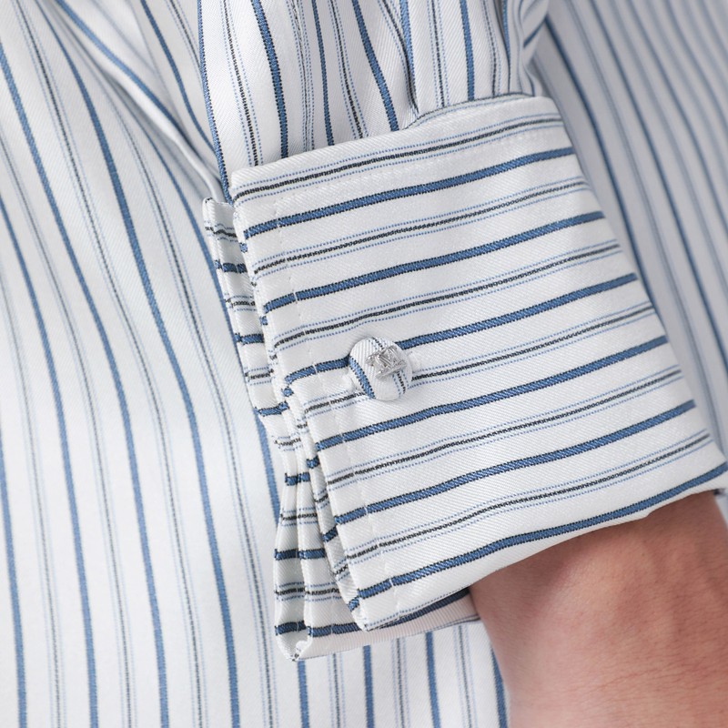 Max Mara Oversized Striped Silk Shirt In White