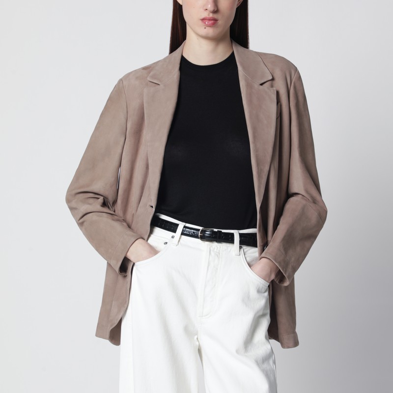Light brown suede single-breasted blazer