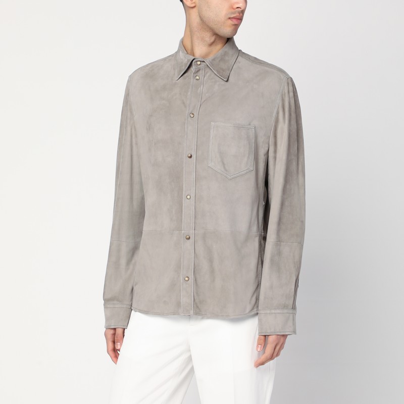 Khaki leather shirt