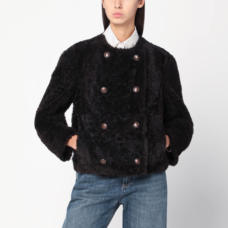 Reversible cropped shearling Fuzzy jacket