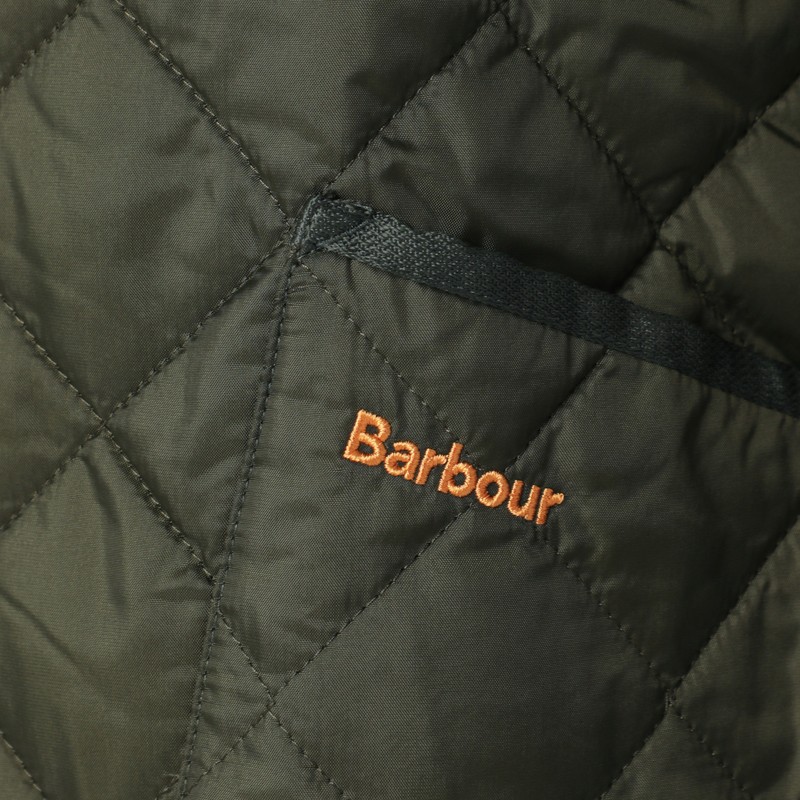 Barbour Heritage Liddesdale Green Jacket With Classic Corduroy Collar And Logo Lettering On The Front In Tec