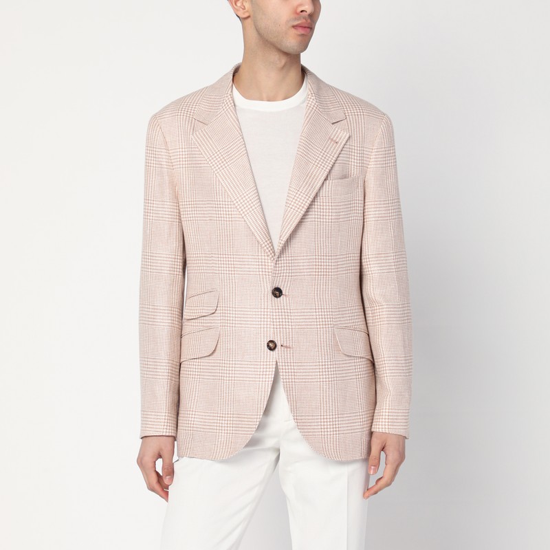 Papaya-colored Prince of Wales jacket - Brunello Cucinelli - Modalova