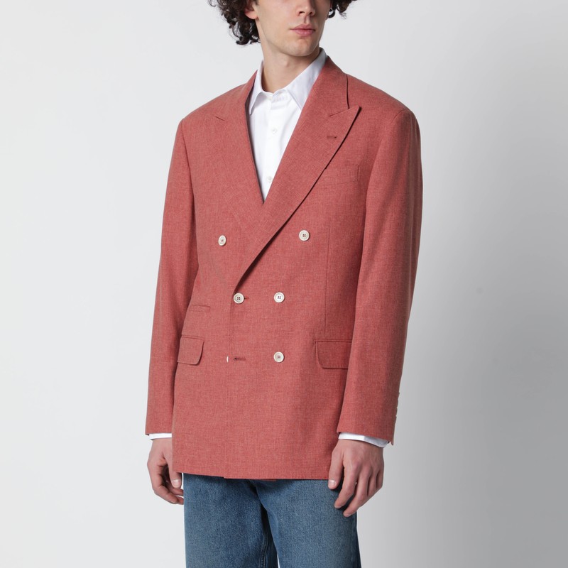 Peach double-breasted wool-blend jacket