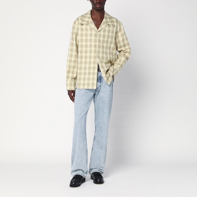 Séfr Ignacio Camp-collar Checked Cotton And Linen-blend Shirt