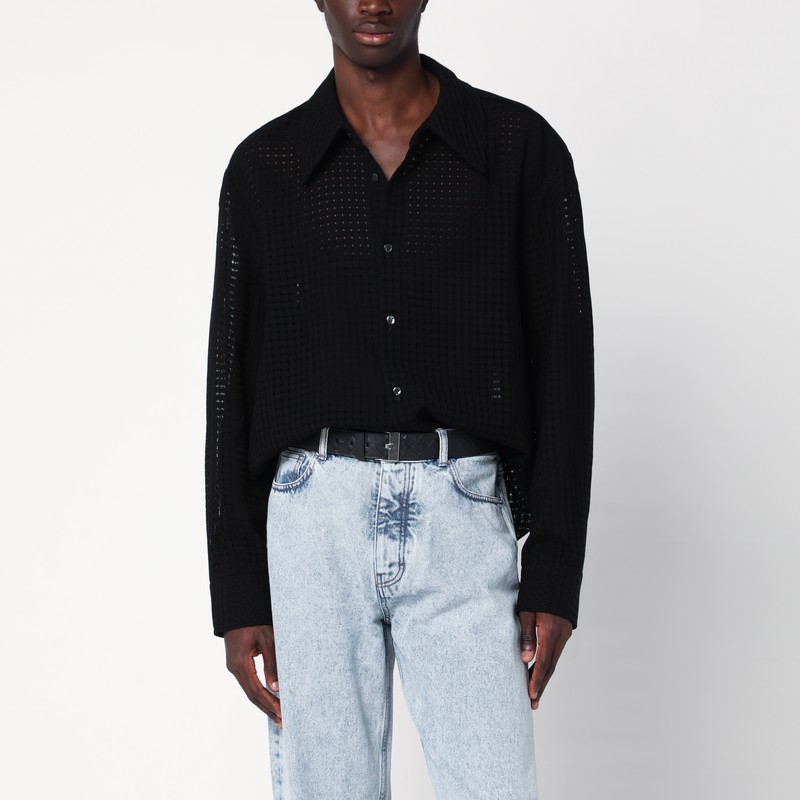 Black Wes shirt in mesh cotton