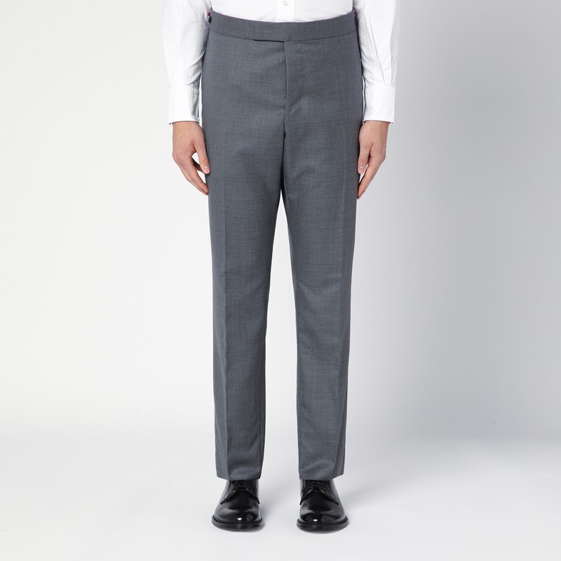 Shop Thom Browne Grey Wool Trousers