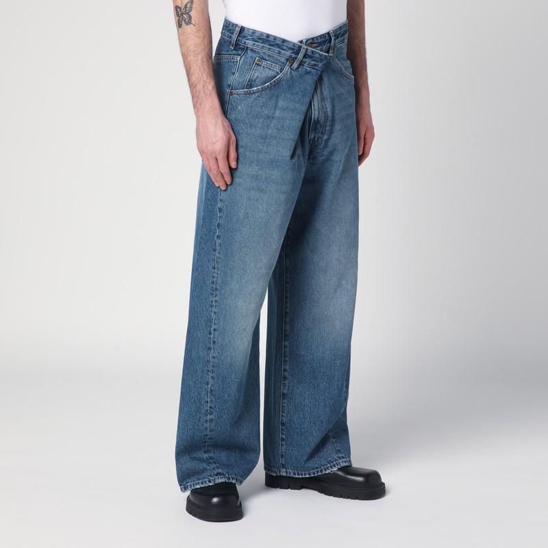 Darkpark Blue Asymmetrical Wide Leg Jeans Ined In Blue