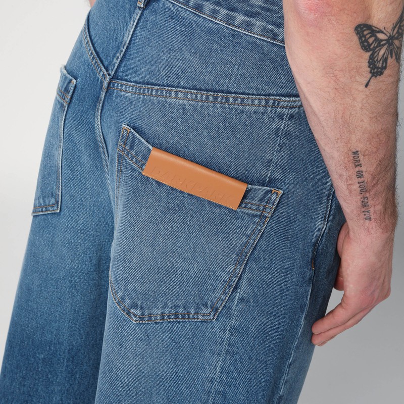 Darkpark Blue Asymmetrical Wide Leg Jeans Ined In Blue
