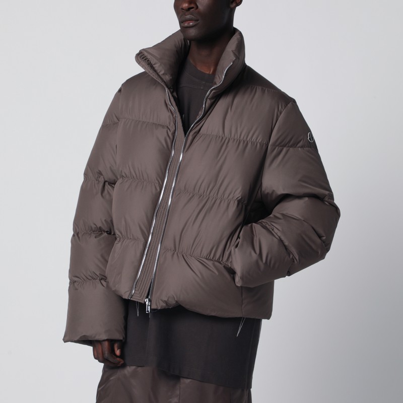 Mud-colored zip-up down jacket