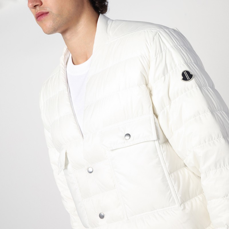Moncler Genius White Down Jacket With Logo Patch On The Sleeve And Snap Buttons In Tech Fabric Man In White