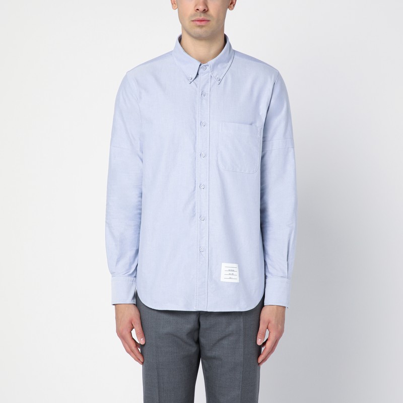 Thom browne hellblaues button-down-hemd aus baumwolle