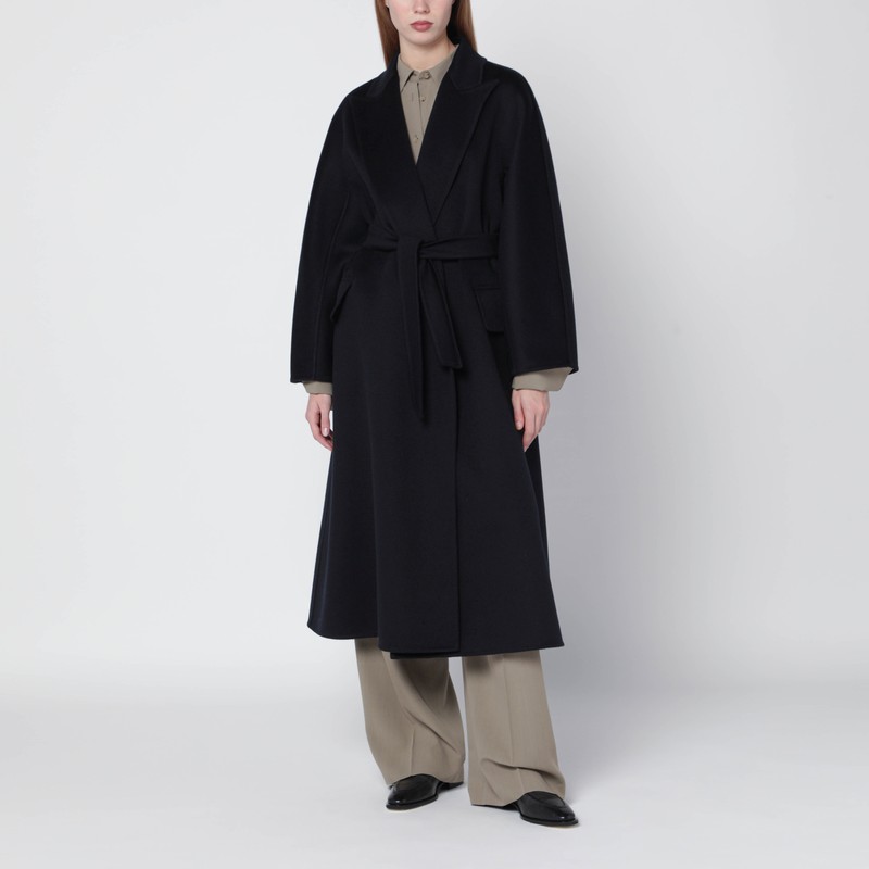 Navy cashmere wrap coat