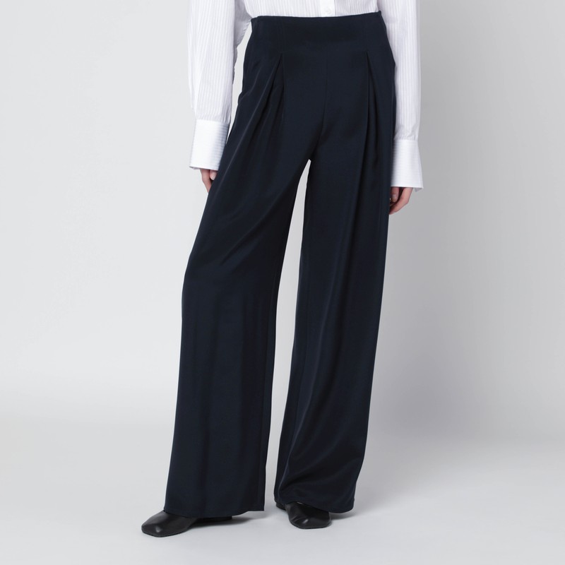 Navy silk-blend trousers