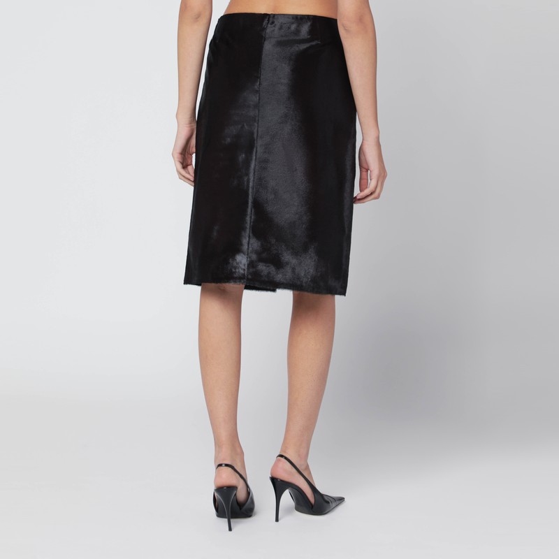 Loulou De Saison Brown Myra Skirt In Pony-effect Leather In Multi