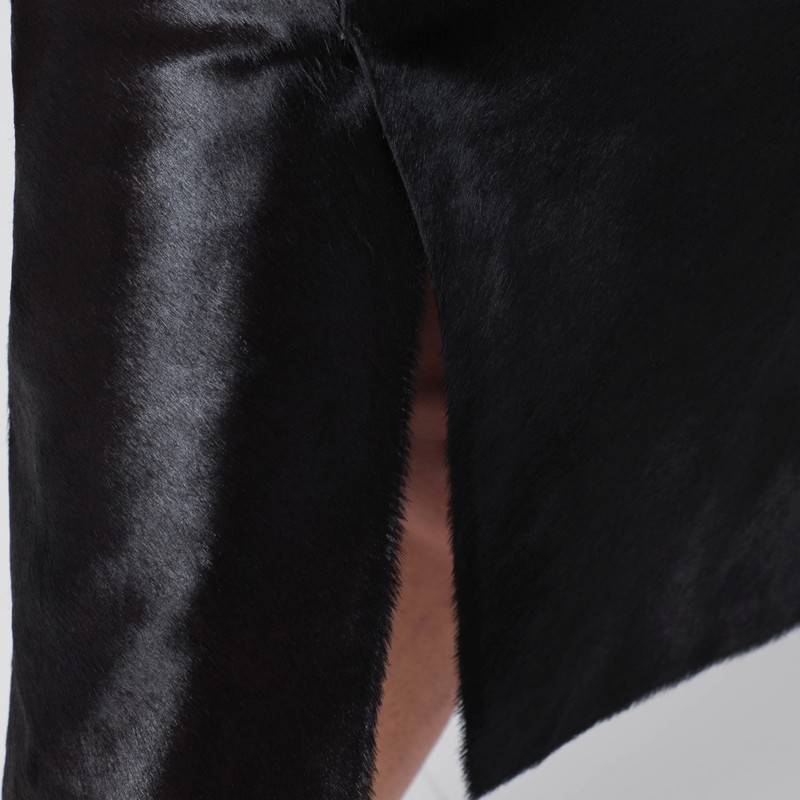 Loulou De Saison Brown Myra Skirt In Pony-effect Leather In Multi