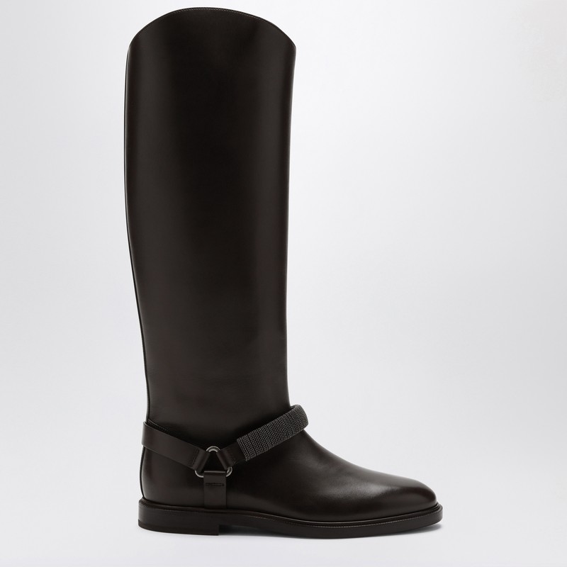 Brown boot with Precious Ribbed Strap