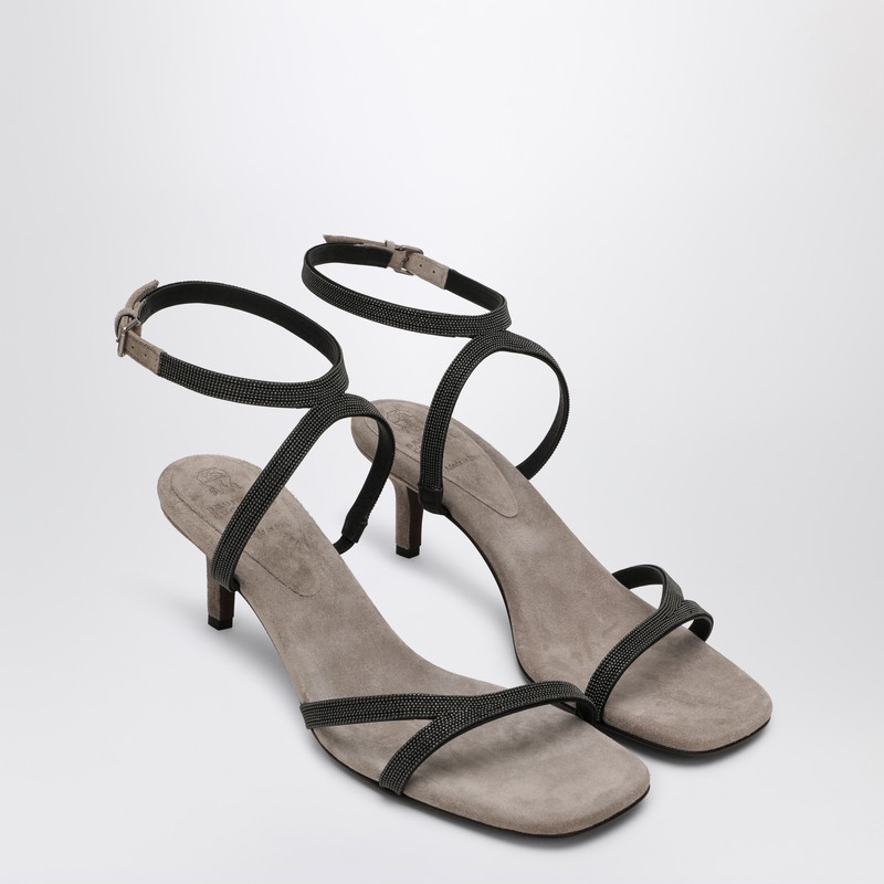 Brunello Cucinelli Sandal City Grey With Precious Straps In Grey