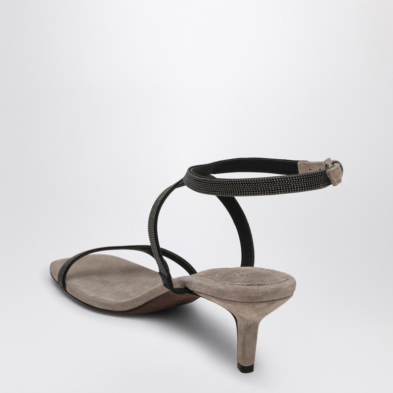 Brunello Cucinelli Sandal City Grey With Precious Straps In Grey