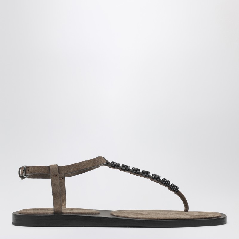 Suede thong sandals with Precious Straps