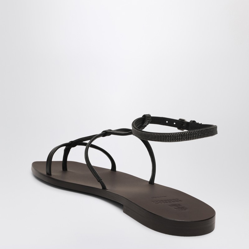 Brunello Cucinelli Square-headed Flat Sandals In Black