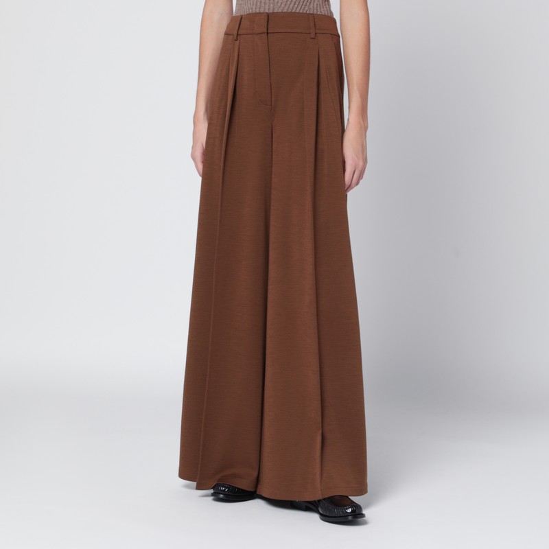 Brown wool jersey trousers