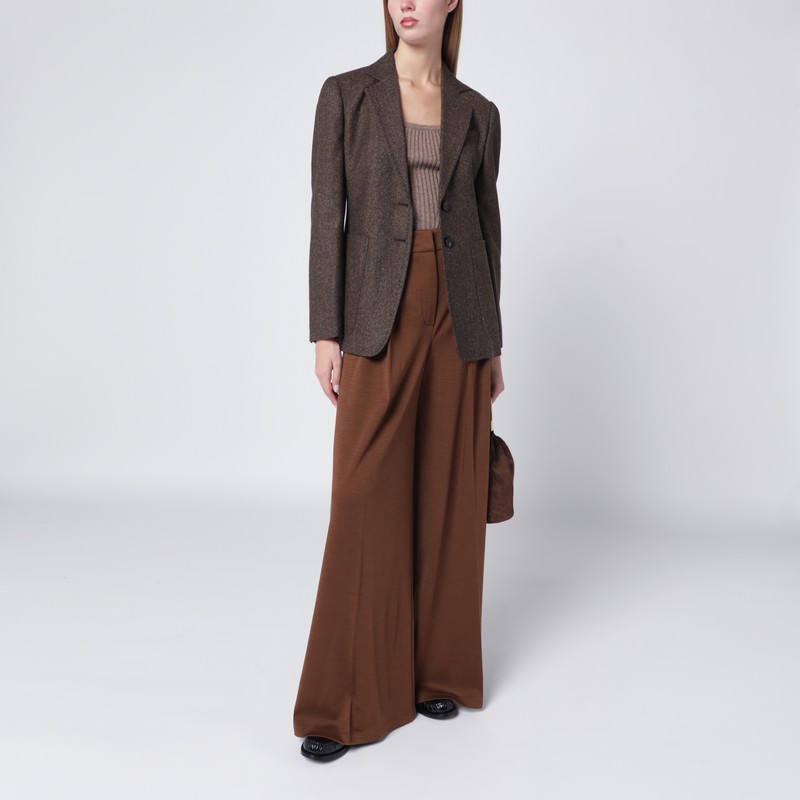 Max Mara Brown Wool Jersey Trousers In Brown