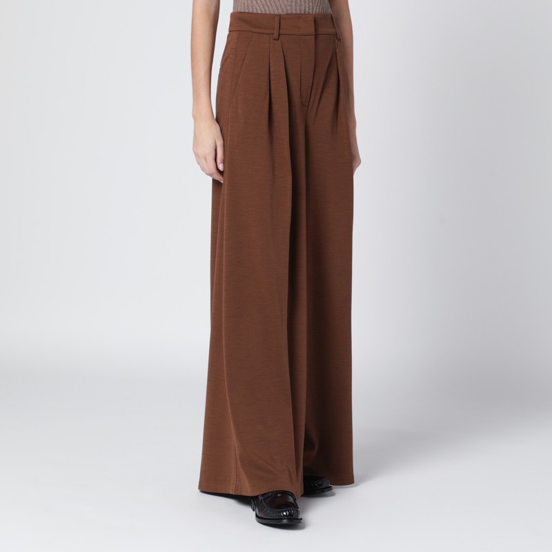 Max Mara Brown Wool Jersey Trousers In Brown