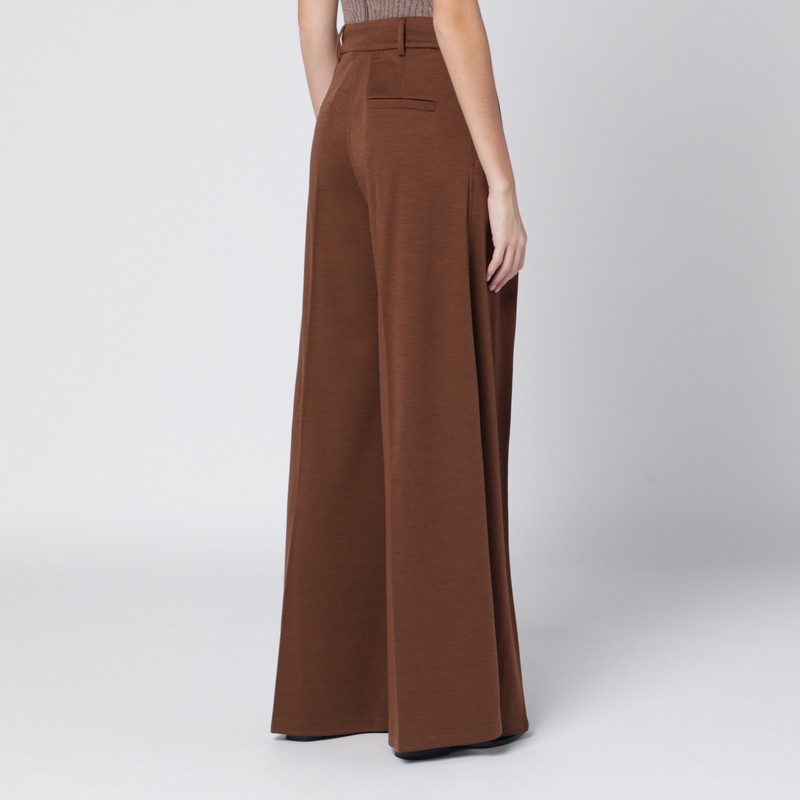 Max Mara Brown Wool Jersey Trousers In Brown