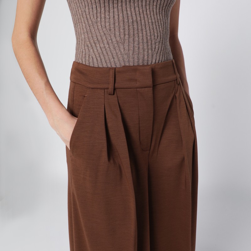 Max Mara Brown Wool Jersey Trousers In Brown