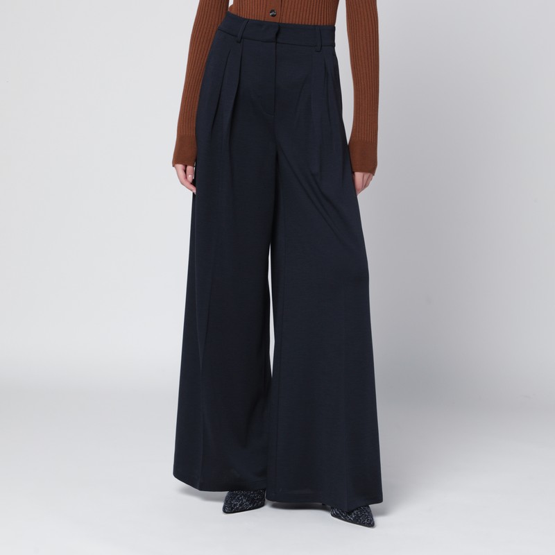 Navy wool jersey trousers