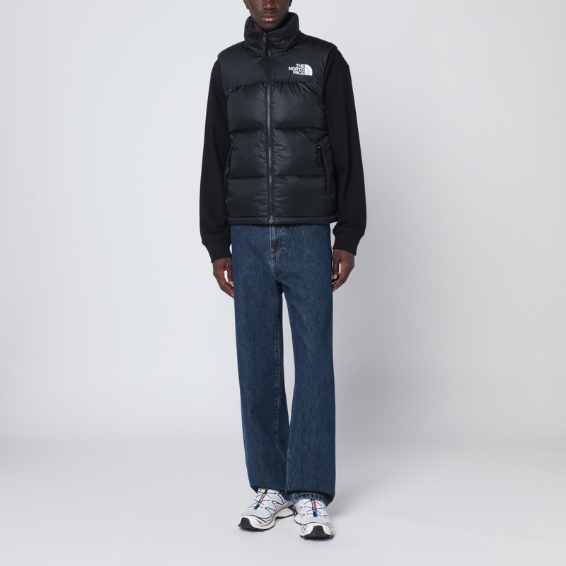 The North Face Retro Nuptse Gilet High Collar Puffer In Black