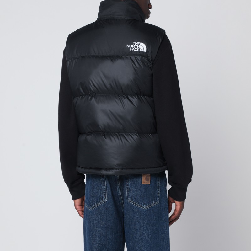 The North Face Retro Nuptse Gilet High Collar Puffer In Black