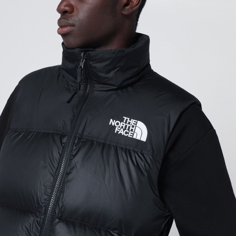 The North Face Retro Nuptse Gilet High Collar Puffer In Black